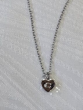 Coach Silver Heart Pendant Necklace with 'C' Initial